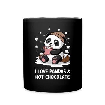 I love pandas and hot chocolate cute - Full Colour Mug - black - Front