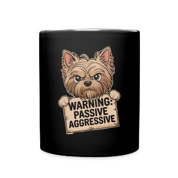 Avertissement : Yorkshire Terrier passif agressif - Mug uni - noir - Devant