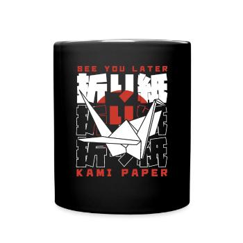 See You Later Kami Paper Folding Owl Paper Crane - Full Colour Mug - black - Front