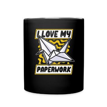 J’adore mon paperwork hibou grue en papier pliage - Mug uni - noir - Devant