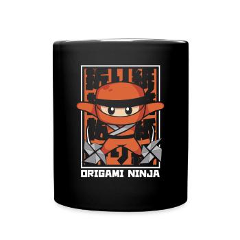 Origami Ninja Eule Papierkranich Faltmeister - Tasse einfarbig - Schwarz - Vorne