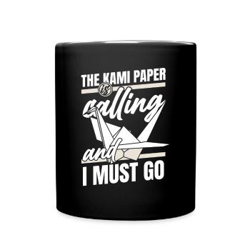 Kami Paper Is Calling Folding Owl Paper Crane - Full Colour Mug - black - Front