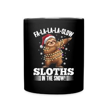 Sloth Christmas Animal Fa-la-la-la-slow - Full Colour Mug - black - Front