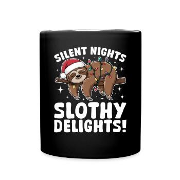 Sloth Christmas Animal Silent nights, slothy - Full Colour Mug - black - Front