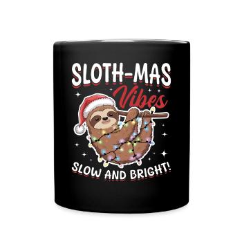 Sloth Christmas Animal Sloth-mas vibes - Full Colour Mug - black - Front