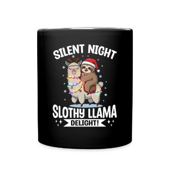 Sloth Llama Christmas Silent night - Full Colour Mug - black - Front