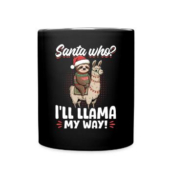 Sloth Llama Christmas Santa who? - Full Colour Mug - black - Front