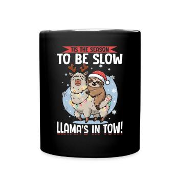 Sloth Llama Christmas Tis the season to be slow - Full Colour Mug - black - Front