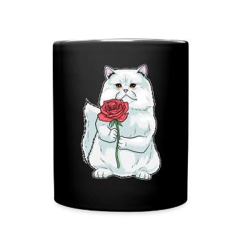 Persian Cat Rose - Full Colour Mug - black - Front