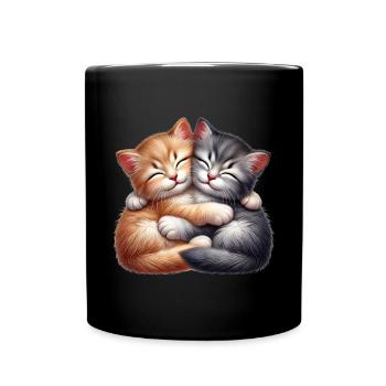 Deux chatons câlins dans une étreinte affectueuse - Mug uni - noir - Devant