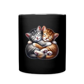 Deux chatons câlins dans une étreinte affectueuse - Mug uni - noir - Devant