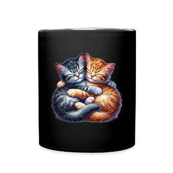 Deux chatons câlins dans une étreinte affectueuse - Mug uni - noir - Devant