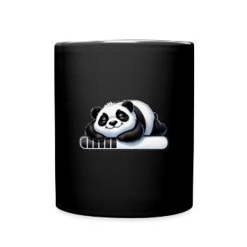 Niedlicher Panda Schlafend Auf Ladebalken - Tasse einfarbig - Schwarz - Vorne