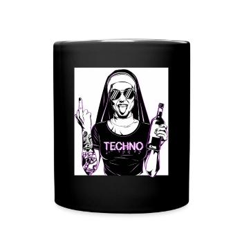 Rebellious Nun Techno Party Hardstyle - Full Colour Mug - black - Front