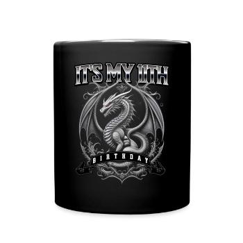 Dragon 11th Birthday Dragon - Full Colour Mug - black - Front