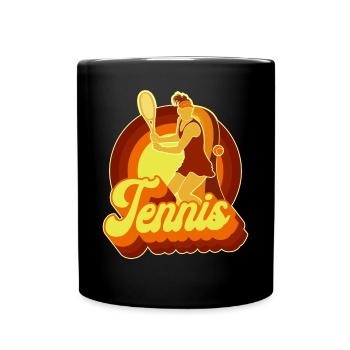 Funny Tennis Player Racket Retro - Tasse einfarbig - Schwarz - Vorne