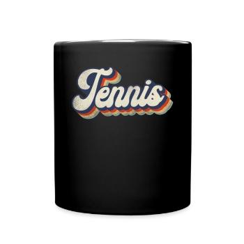 Funny Tennis Player Racket Retro - Tasse einfarbig - Schwarz - Vorne
