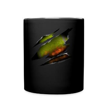 Drôle de joueur de tennis raquette feu - Mug uni - noir - Devant