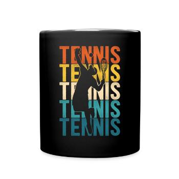 Funny Tennis Player Racket Retro - Tasse einfarbig - Schwarz - Vorne