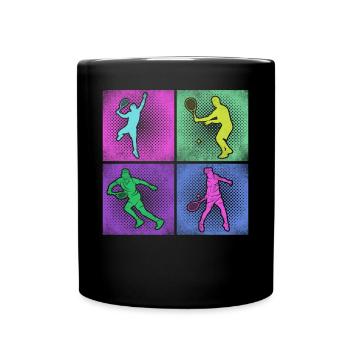 Funny Tennis Player Racket 80s 90 - Tasse einfarbig - Schwarz - Vorne