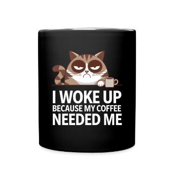 Drôle de chat de café dicton - Mug uni - noir - Devant