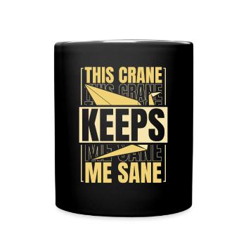 This Crane Keeps Me Sane Owl Paper Crane Folding - Full Colour Mug - black - Front