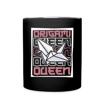 Origami Reine Pliant Hibou Papier Grue Maître - Mug uni - noir - Devant