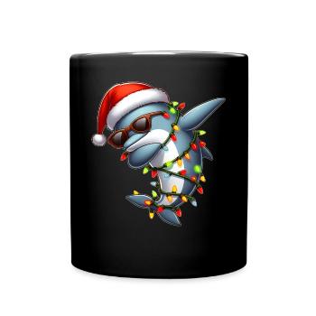 Polka Dot Dolphin Sunglasses Cute Christmas - Full Colour Mug - black - Front