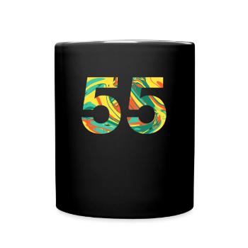 55. Geburtstag - Tasse einfarbig - Schwarz - Vorne
