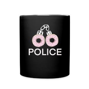 Polizei - Donut Handschellen - Tasse einfarbig - Schwarz - Vorne