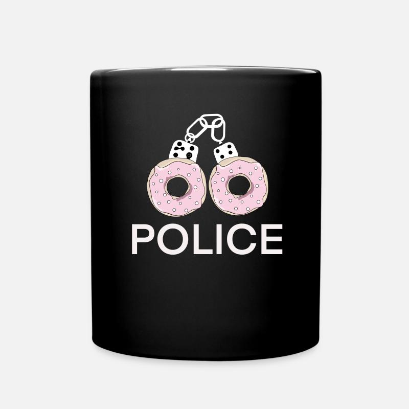 Polizei - Donut Handschellen - Tasse einfarbig - Schwarz