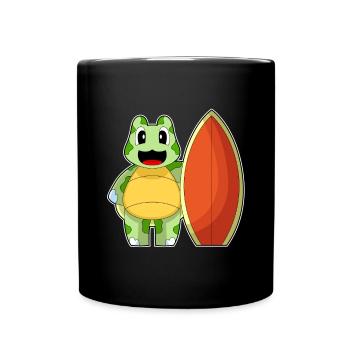 Turtle Surfing Surfboard Summer - Full Colour Mug - black - Front