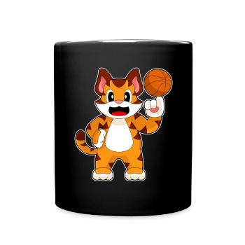 Tiger Basketballspieler Basketball - Tasse einfarbig - Schwarz - Vorne