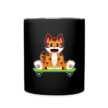 Tiger Skater Skateboard - Full Colour Mug - black - Front