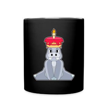 Gâteau d’anniversaire hippopotame - Mug uni - noir - Devant