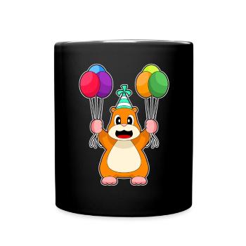 Hamster Birthday Balloon - Full Colour Mug - black - Front