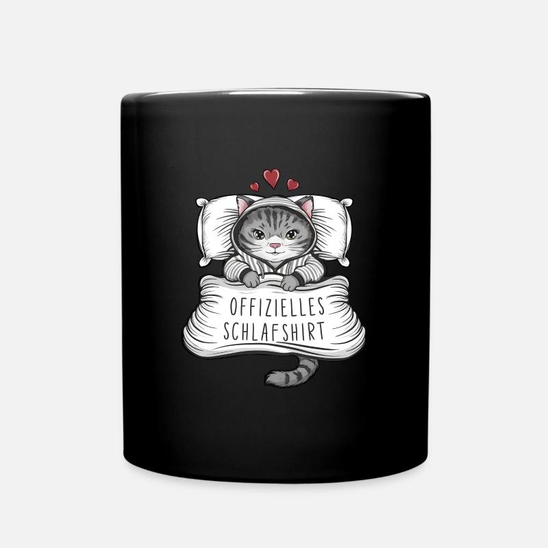 Offizielles Schlafshirt Süße Katze - Tasse einfarbig - Schwarz