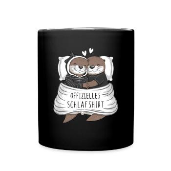 Official Sweet Otter Couple Sleep Shirt - Full Colour Mug - black - Front