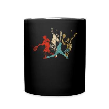 Funny Tennis Player Racket Retro - Tasse einfarbig - Schwarz - Vorne