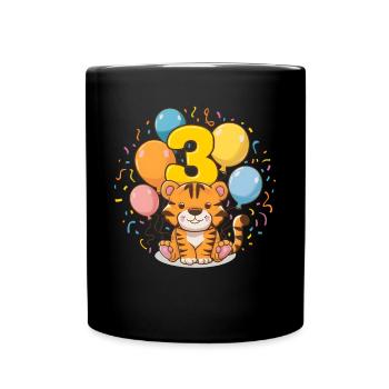 3rd Birthday Tiger Children's Birthday Party - Full Colour Mug - black - Front