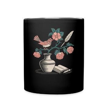 Cottagecore Magie des oiseaux et des fleurs - Mug uni - noir - Devant
