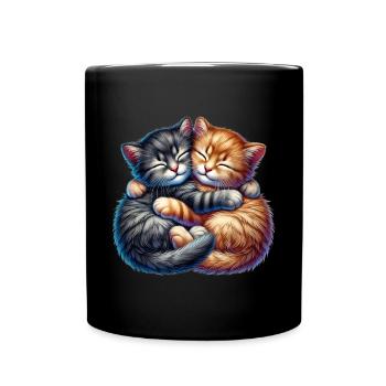Deux chatons câlins dans une étreinte affectueuse - Mug uni - noir - Devant