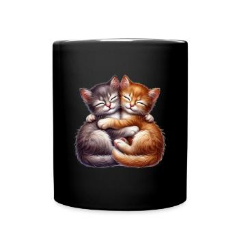 Deux chatons câlins dans une étreinte affectueuse - Mug uni - noir - Devant