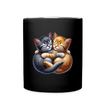 Deux chatons câlins dans une étreinte affectueuse - Mug uni - noir - Devant