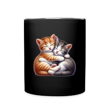 Deux chatons câlins dans une étreinte affectueuse - Mug uni - noir - Devant