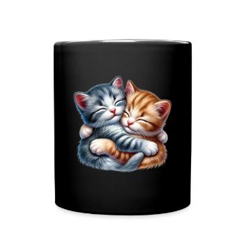 Deux chatons câlins dans une étreinte affectueuse - Mug uni - noir - Devant