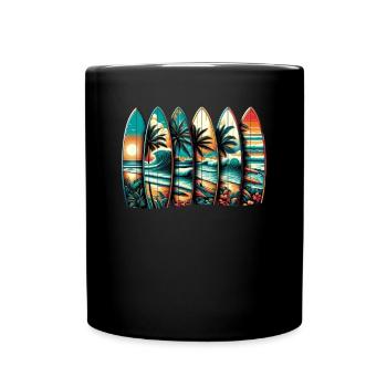 Surfboard Art Surfing Retro Surfer Surf Shop - Full Colour Mug - black - Front