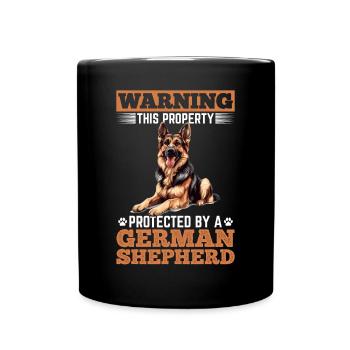 German Shepherd Dog Breed Warning This Property - Full Colour Mug - black - Front