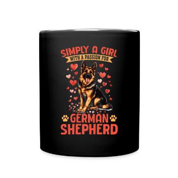 German Shepherd Dog Simply a Girl with a Passion - Full Colour Mug - black - Front