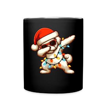 Tupfende Malteser Hund Sonnenbrille Niedlich Weihn - Tasse einfarbig - Schwarz - Vorne